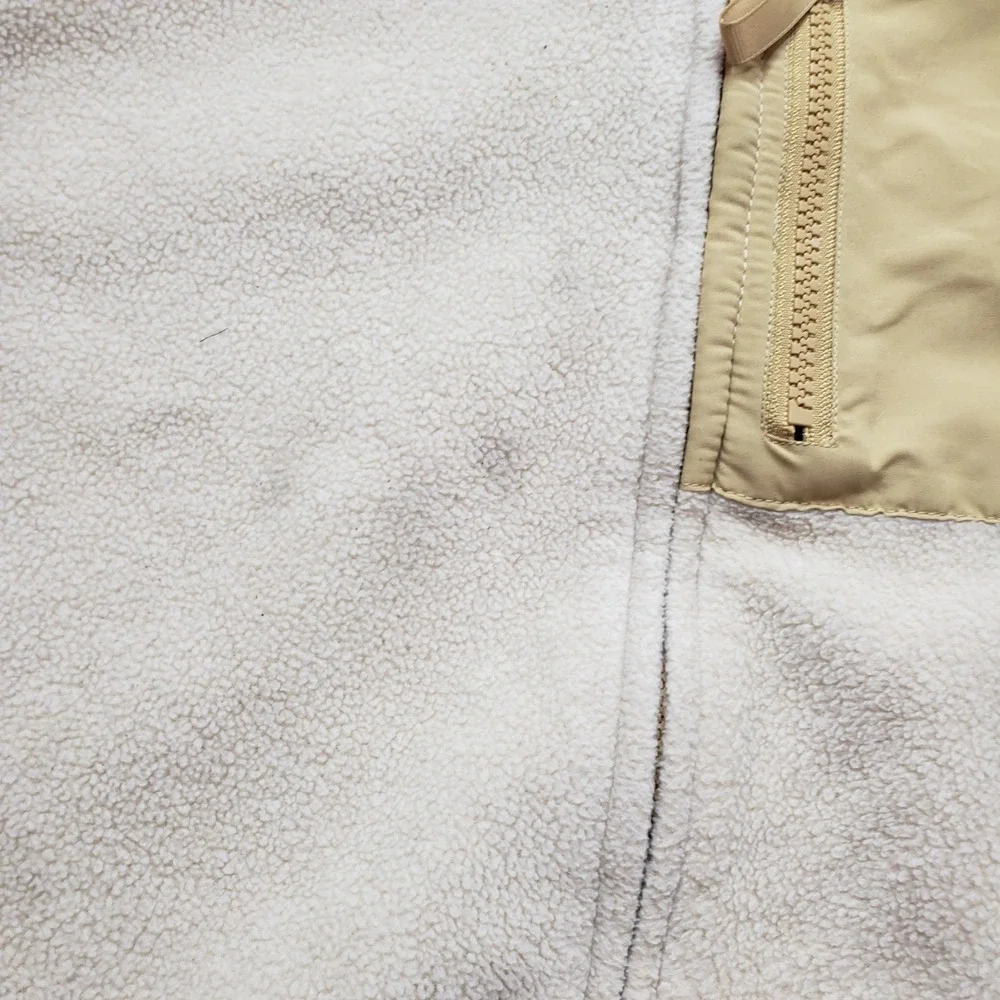 RSQ Fleece Full‎ Zip Jacket Mens XL Cream Tan Sherpa Mock Neck Gorpcore 31916
